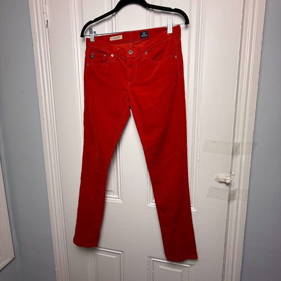 Adriano Goldschmied AG Pants Womens 26 Red Corduroy Stevie Ankle Made in USA - Picture 1 of 11